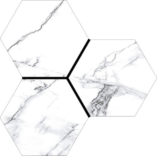 Treasure Ice White Marble 6" Carved Hexagon | Alita Tile