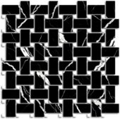 Treasure Midnight Nero Polished Basketweave Mosaic | Alita Tile