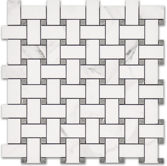 Treasure Statuario Polished Basketweave Mosaic | Alita Tile