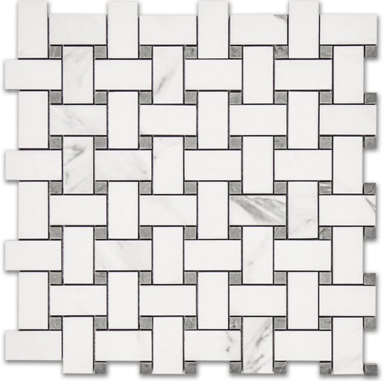 Treasure Statuario Polished Basketweave Mosaic | Alita Tile