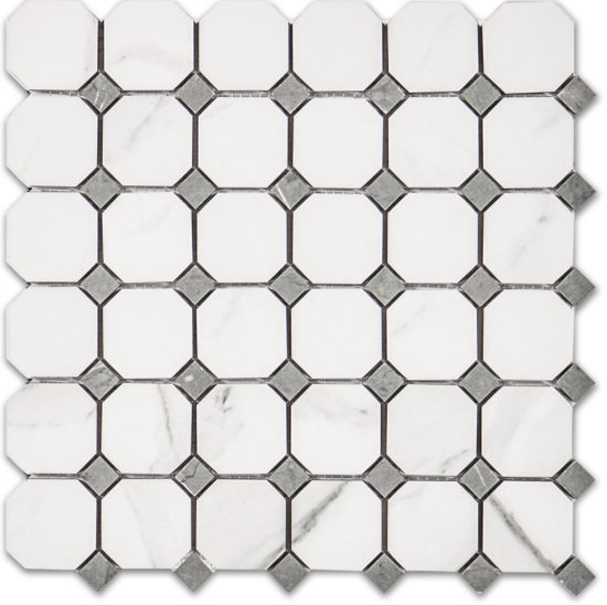 Treasure Statuario Polished Octagon/Dot Mosaic | Alita Tile