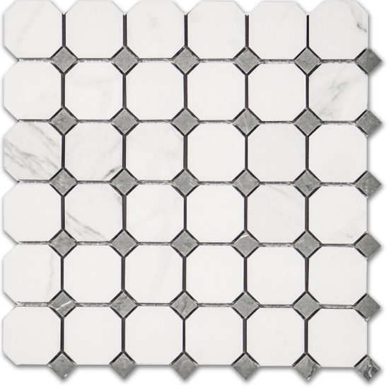 Treasure Statuario Polished Octagon/Dot Mosaic | Alita Tile