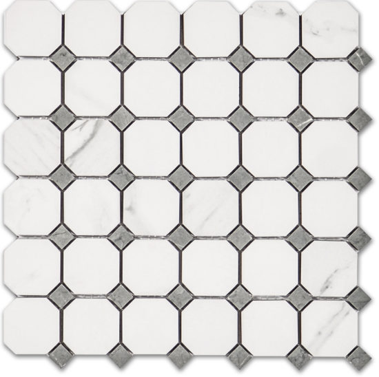Treasure Statuario Polished Octagon/Dot Mosaic | Alita Tile