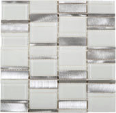 White Glass & Aluminum Mix Mosaic | Alita Tile