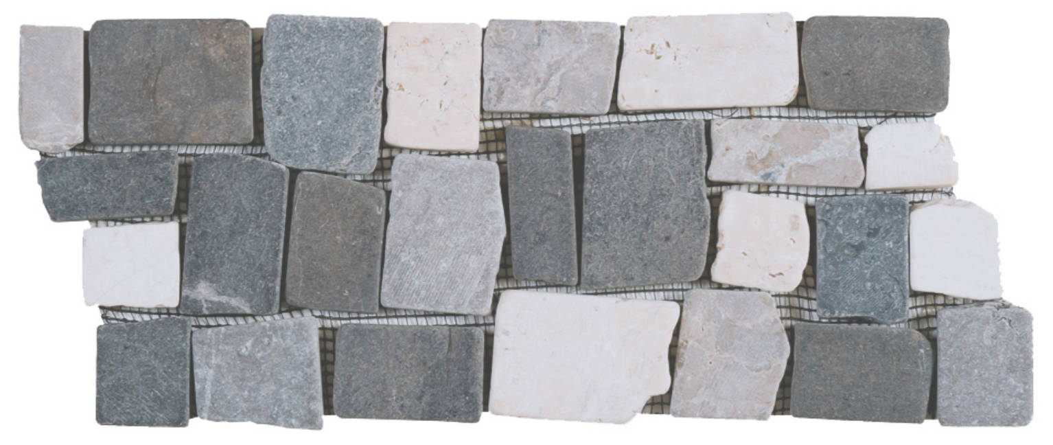 White Light & Dark Grey Cubic Marble Opus Interlocking Border | Alita Tile
