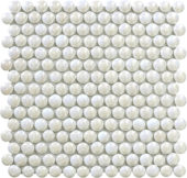White Penny Round Pebbles Glass Mosaic | Alita Tile