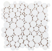 White Reconstituted Round Interlocking Mosaic | Alita Tile