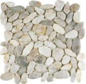 White Sliced Polished Pebble Interlocking Mosaic | Alita Tile