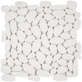 White Sliced Reconstituted Pebble Interlocking Mosaic | Alita Tile