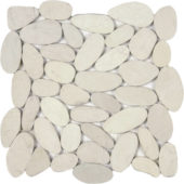 White Xl Sliced Matte Pebble Interlocking Mosaic | Alita Tile