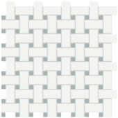 White w/Cloud Blue Matte Basketweave Mosaic | Alita Tile
