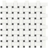 White w/Retro Black Matte Basketweave Mosaic | Alita Tile