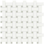 White w/Soft Sage Matte Basketweave Mosaic | Alita Tile