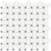 White w/Taupe Matte Basketweave Mosaic | Alita Tile