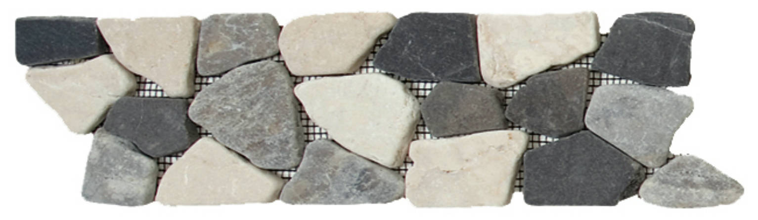 White/Grey/Black Opus Mosaic Interlocking Border | Alita Tile
