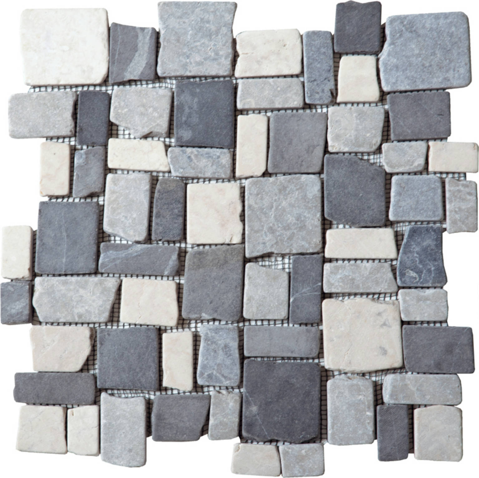 White/L.grey/D.grey Cubic Marble Opus Interlocking Mosaic | Alita Tile