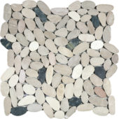 White/Pink/Beige/Black Sliced Matte Pebble Interlocking Mosaic | Alita Tile