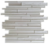 Wood Look Glass Baguette Light Grey Interlocking Mosaic | Alita Tile
