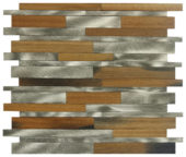 Wood / Silver Aluminum Baguette Interlocking Mosaic | Alita Tile