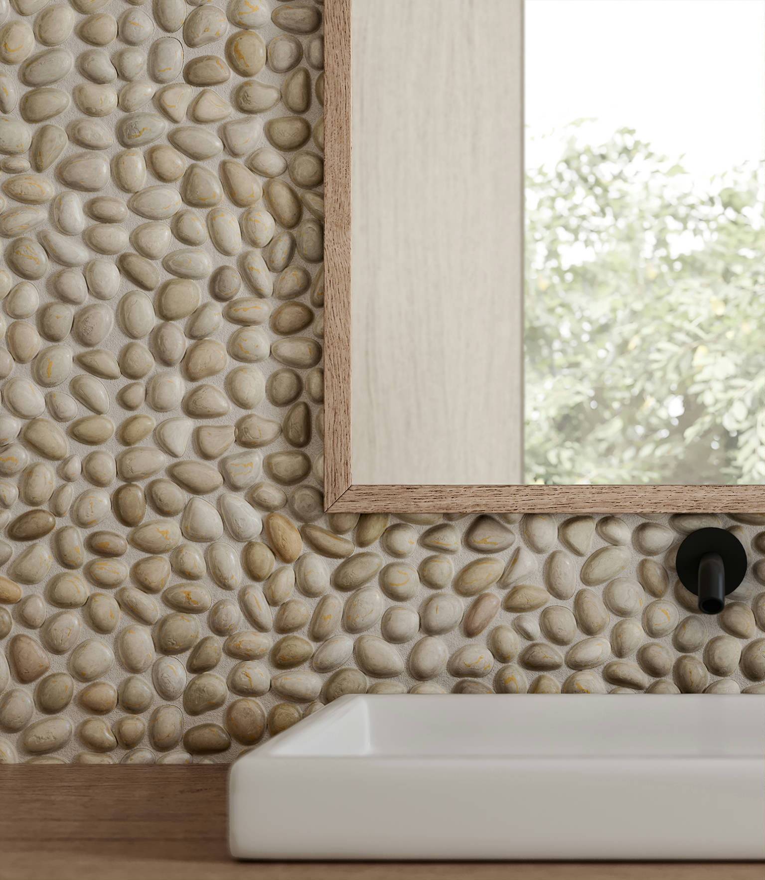 Zen Fiji Cream Natural Pebble Matte Mosaic 3 | Alita Tile