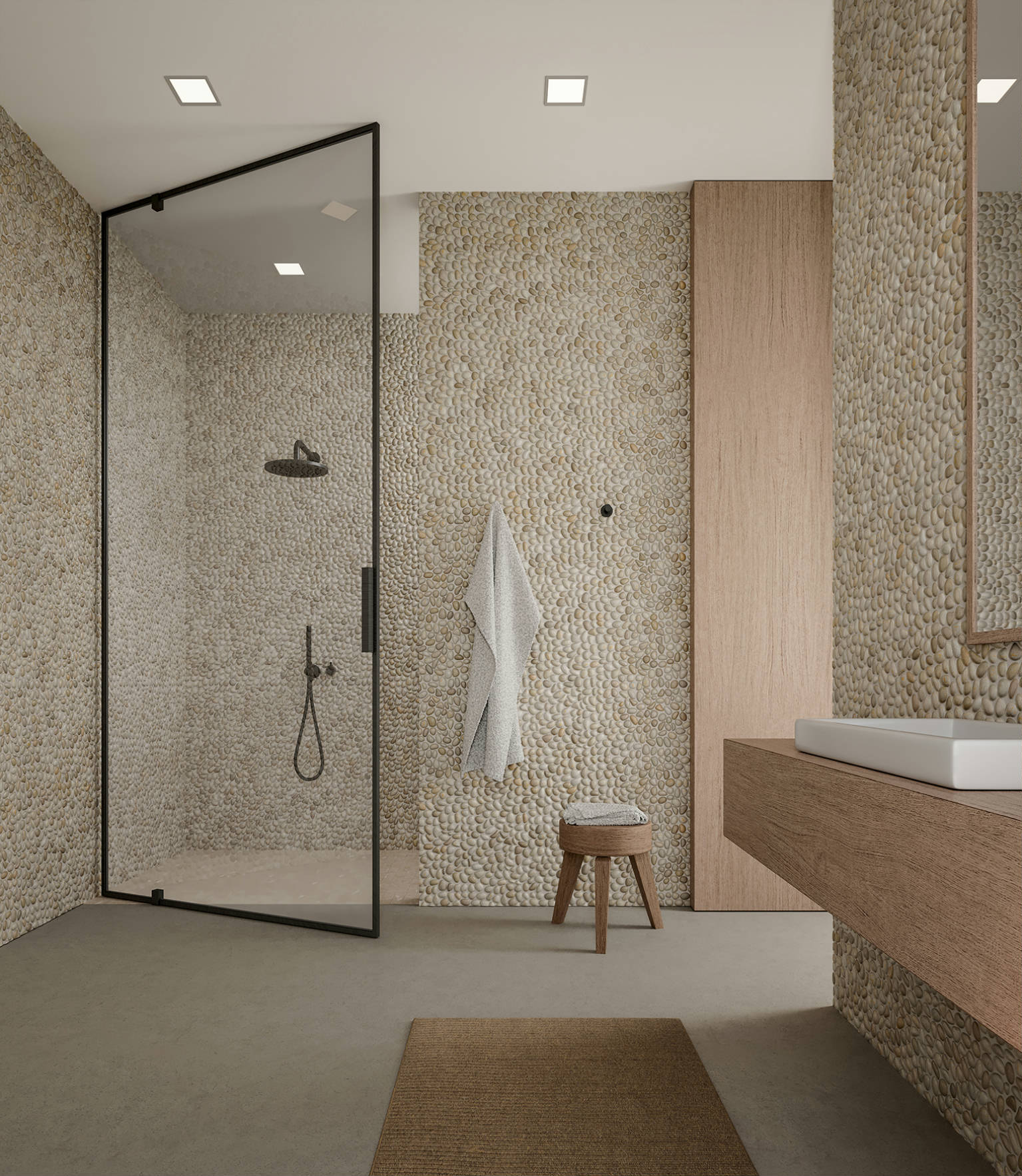 Zen Fiji Cream Natural Pebble Matte Mosaic | Alita Tile