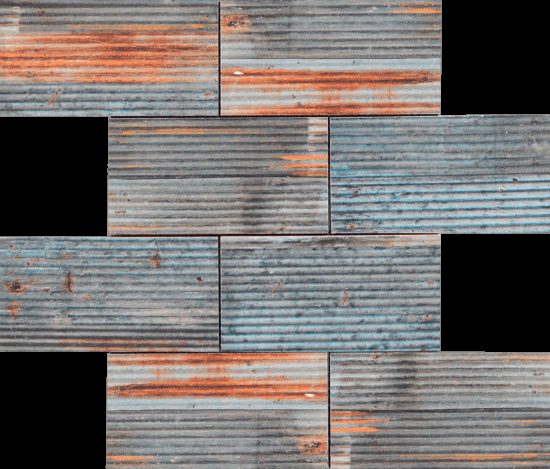 2.8"x6" Rust Industrial Linear Relief Pattern Glazed Ceramic Mosaic