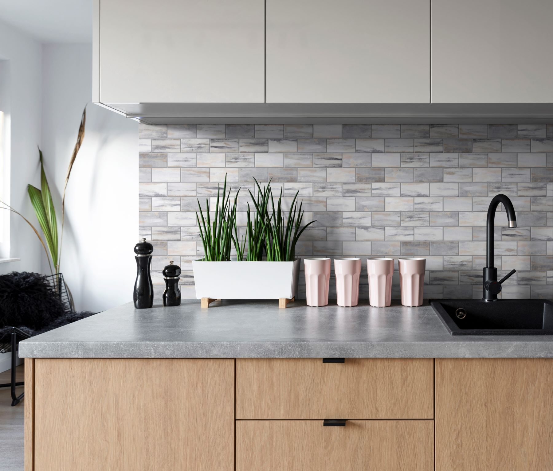 2"x4" Glazed Ceramic Grey Beige Mix Rough Surface Mosaic | Alita Tile