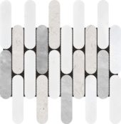 2"x6" Elongated Round White Grey Beige Marble Mix | Alita Tile