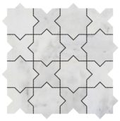 3"x3" Cross & Star White Grey Marble | Alita Tile