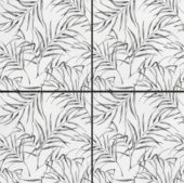 6"x6" Grey Palm Leaf Printed White Marble | Alita Tile