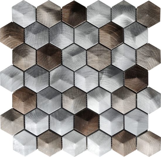 Aluminum Hexagon 19 Brown Mosaic | Alita Tile