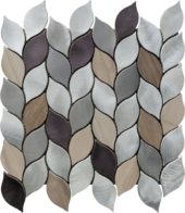 Aluminum & Marble Leaves 19 Grey Brown Mosaic 11"x12" | Alita Tile