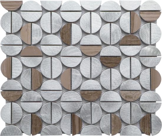 Aluminum & Marble Semi Circle 19 Brown | Alita Tile