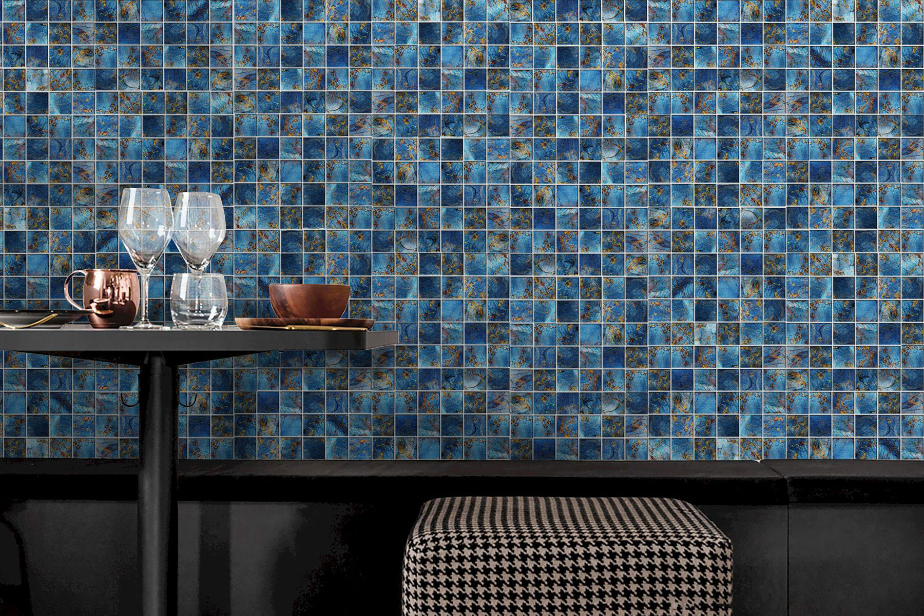 Blue Aluminum 2"x2" Mix Mosaic | Alita Tile