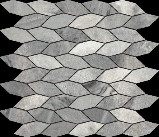 Elongated Hexagon Ice Grey "Leaves" Mosaic | Alita Tile