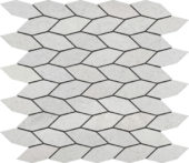 Elongated Hexagon White Grey "Leaves" Mosaic | Alita Tile
