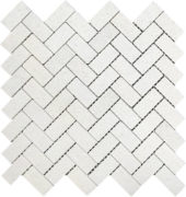 Herringbone Crystal White Marble Polished 1"x2" | Alita Tile