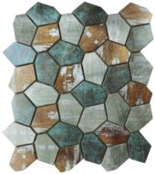 Hexagon Aluminum Mix Green Grey Beige 11.4"x12.2" | Alita Tile