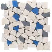 Mini Opus Beige Grey Marble Mix & Blue Glass | Alita Tile