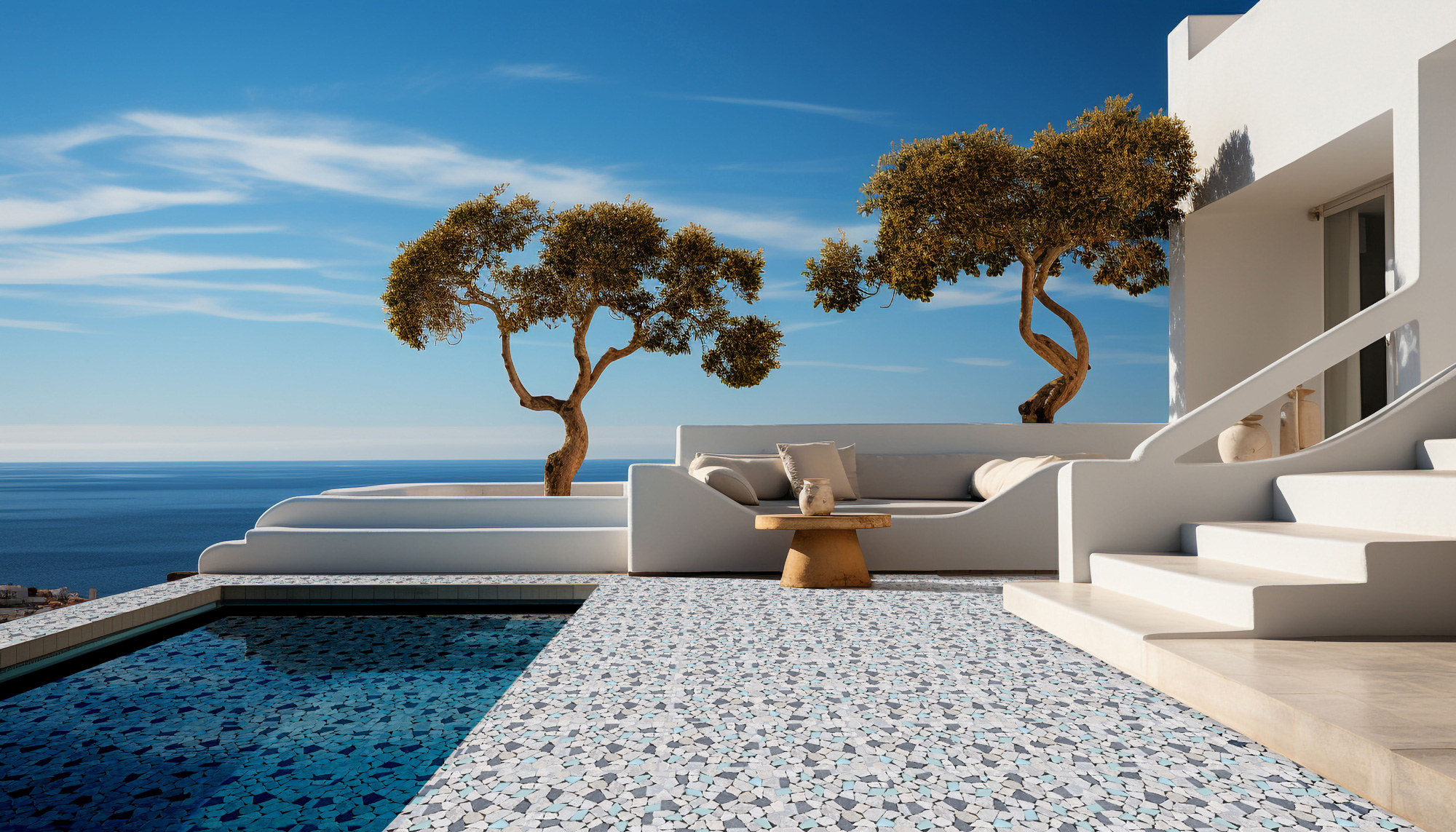 Mini Opus Beige Grey Marble Mix & Green Glass | Alita Tile