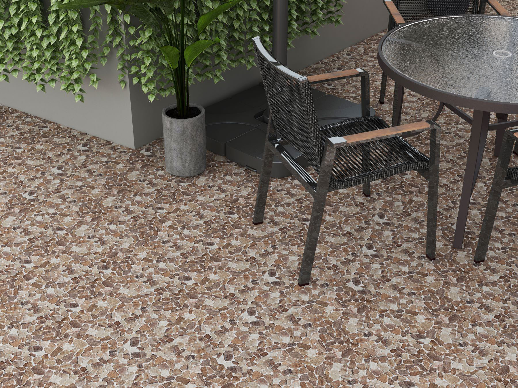 Mini Opus Matte Beige Brown Marble Stone Interlocking  | Alita Tile