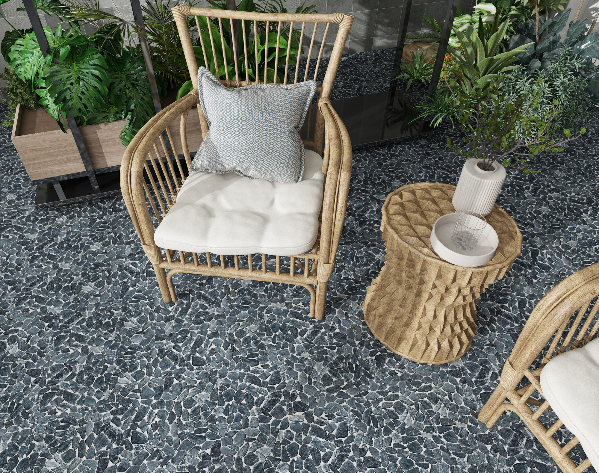 Mini Opus Matte Grey Mix Marble Stone Interlocking | Alita Tile