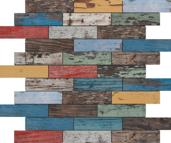 Multicolor Wood 1.1"x4" Glazed Ceramic Mosaic | Alita Tile