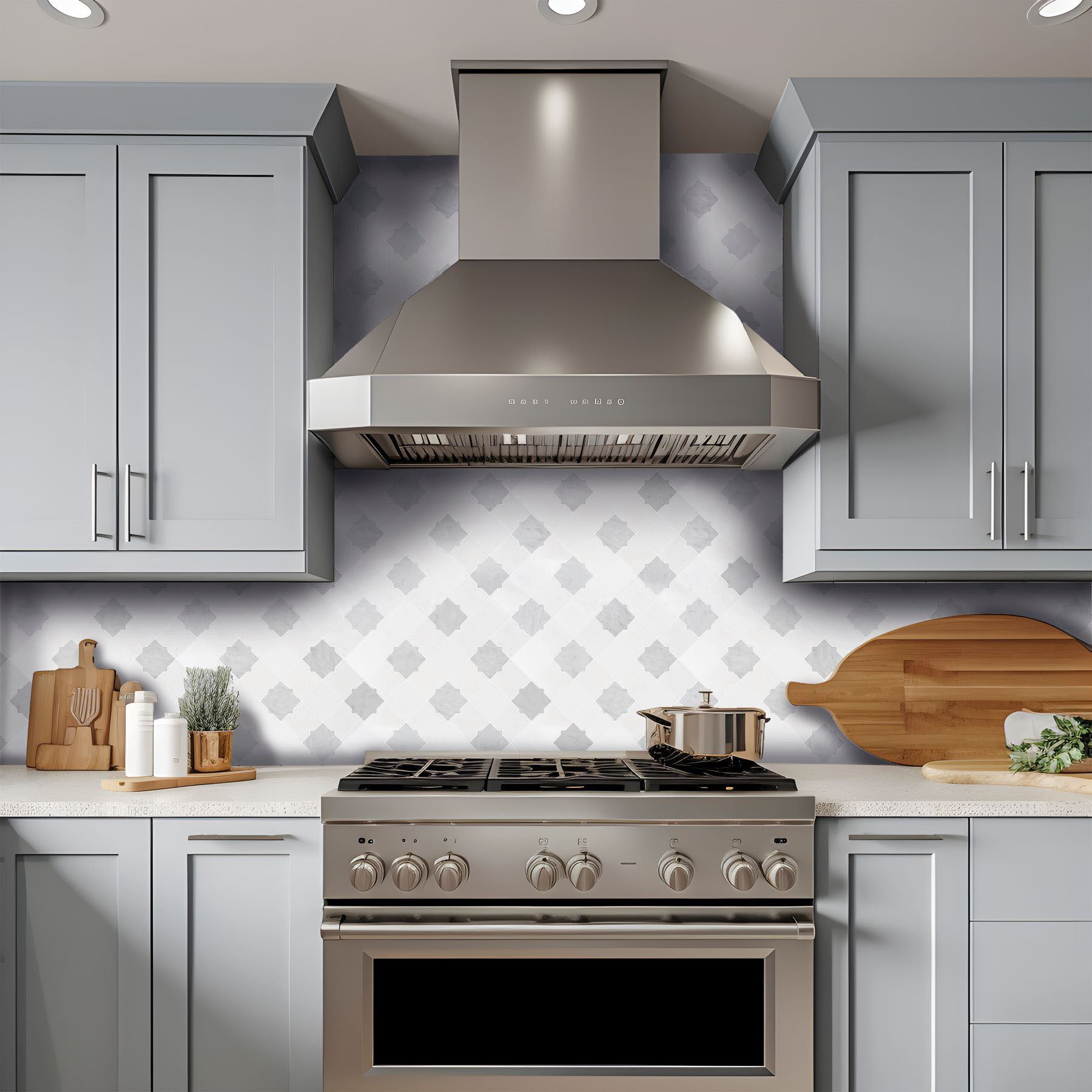 Star & Square White & Grey Mix Marble 2 | Alita Tile