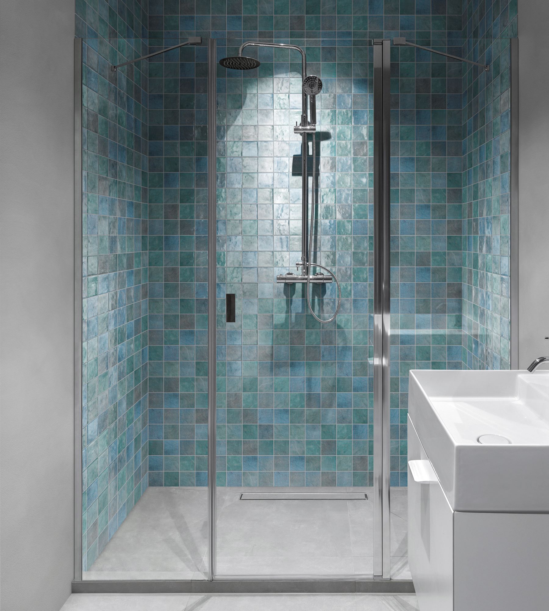 Zellige Glazed Ceramic Soft Blue Mix 3 | Alita Tile