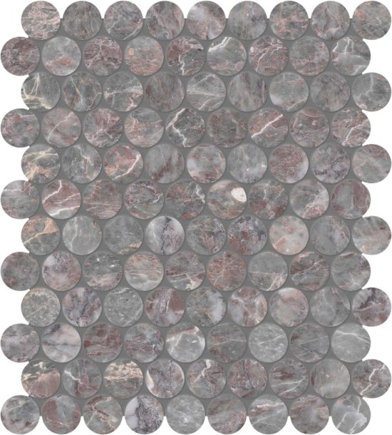 Sereno Burgundy 1.25 Penny Round Mosaic